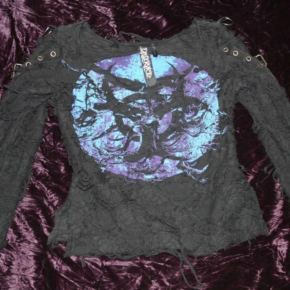 Lip Service Bio Threat Warning! Contaminated Long Sleeve Top Purple Medium